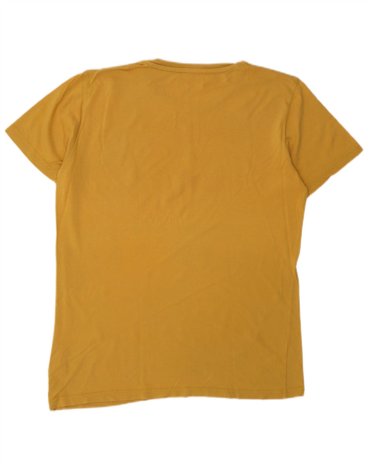 ALPHA INDUSTRIES Mens Graphic T-Shirt Top Medium Yellow Cotton