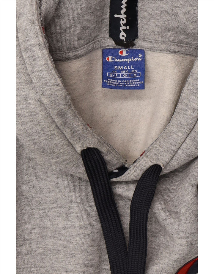 CHAMPION Mens Hoodie Jumper Small Grey Flecked Cotton