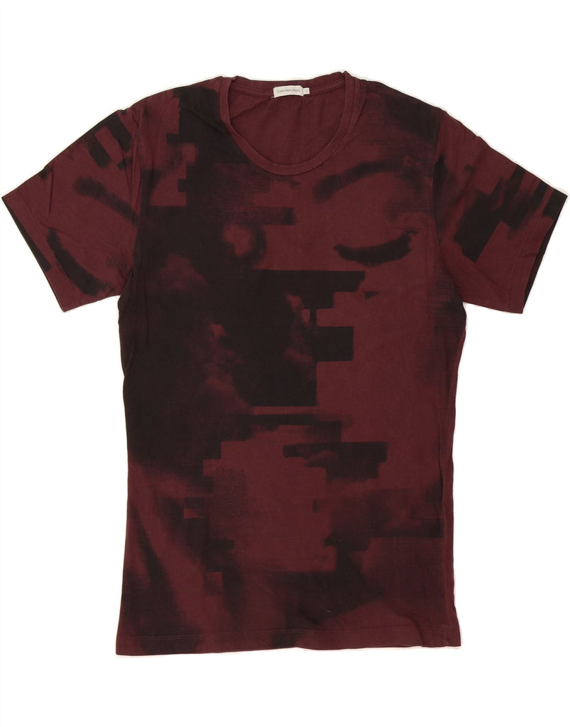 CALVIN KLEIN JEANS Mens T-Shirt Top Large Burgundy Colourblock Cotton Vintage Calvin Klein Jeans and Second-Hand Calvin Klein Jeans from Messina Hembry 
