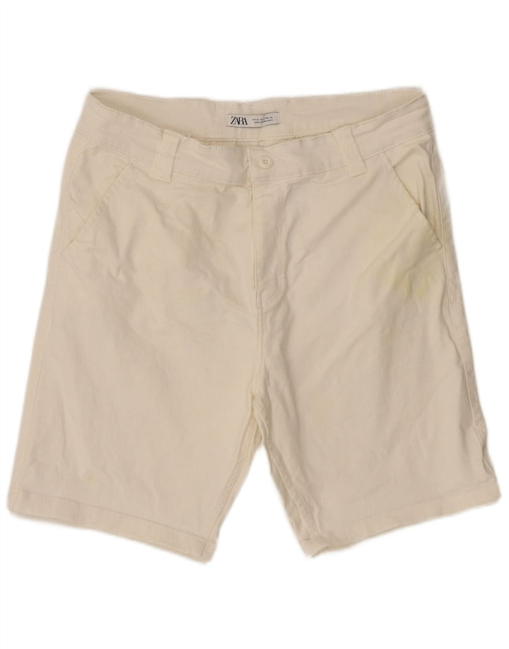 Zara Mens Chino Shorts EU 42 Large W32 White Cotton