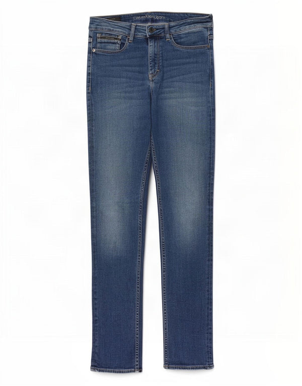 Calvin Klein Mens Slim Straight Jeans W30 L34 Blue Cotton