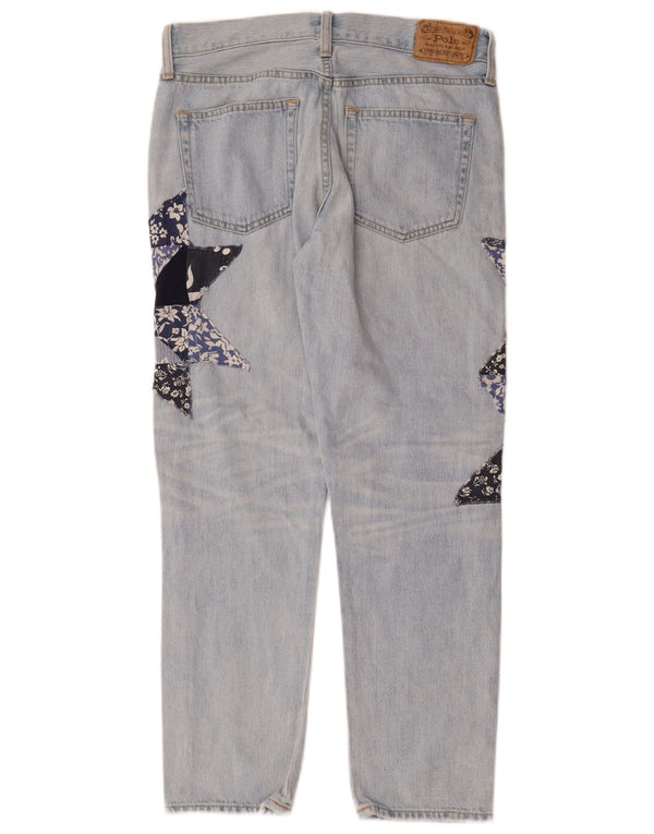 POLO RALPH LAUREN Womens Straight Jeans W26 L26 Blue Patchwork Cotton