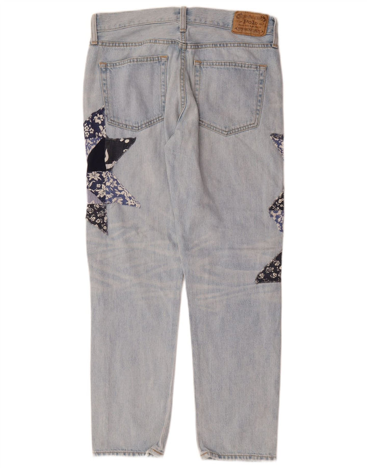 POLO RALPH LAUREN Womens Straight Jeans W26 L26 Blue Patchwork Cotton