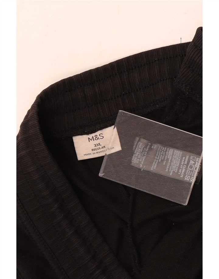Marks & Spencer Mens Regular Tracksuit Trousers 3XL Black Cotton