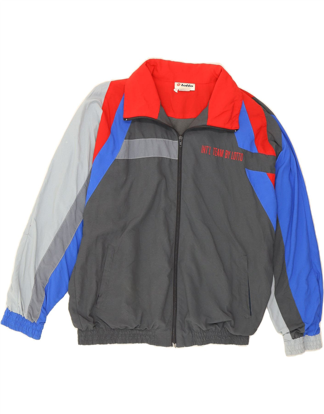 LOTTO Mens Tracksuit Top Jacket Medium Grey Colourblock Nylon Vintage Lotto and Second-Hand Lotto from Messina Hembry 