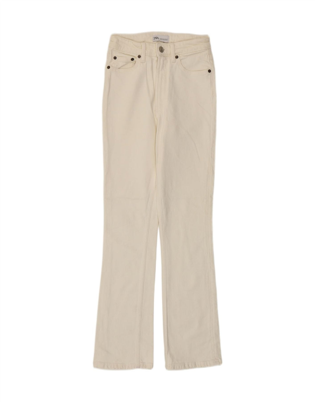 Zara Womens Bootcut Jeans EU 34 2XS W24 L29 White Cotton