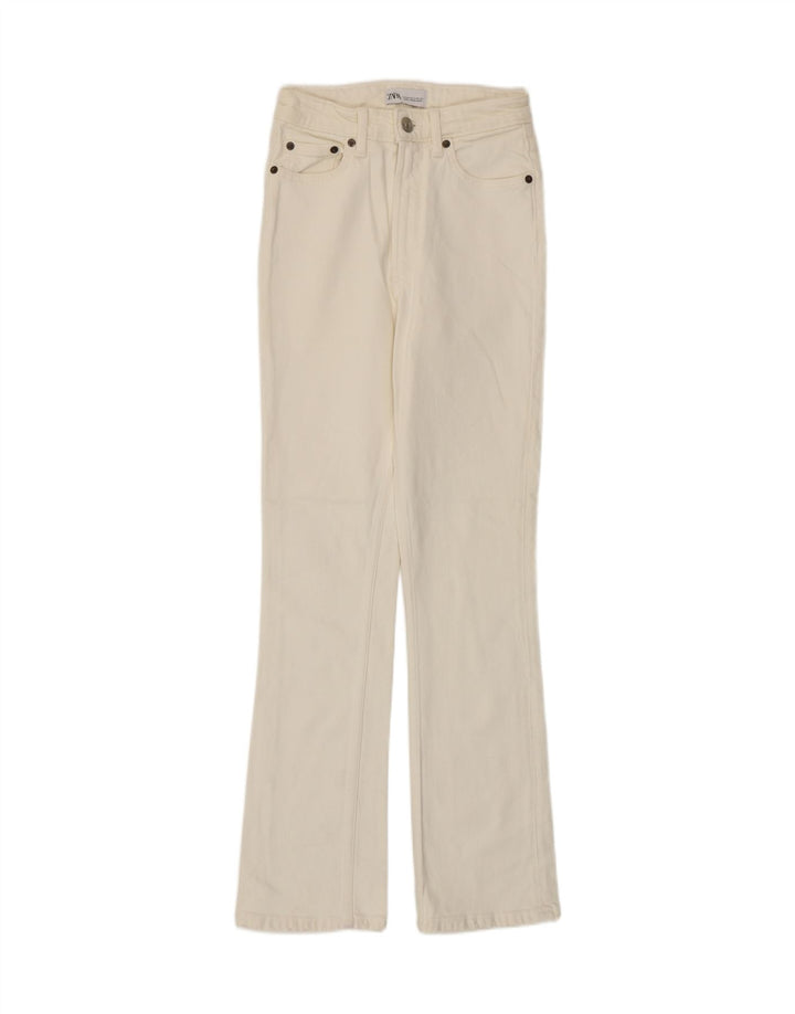 Zara Womens Bootcut Jeans EU 34 2XS W24 L29 White Cotton
