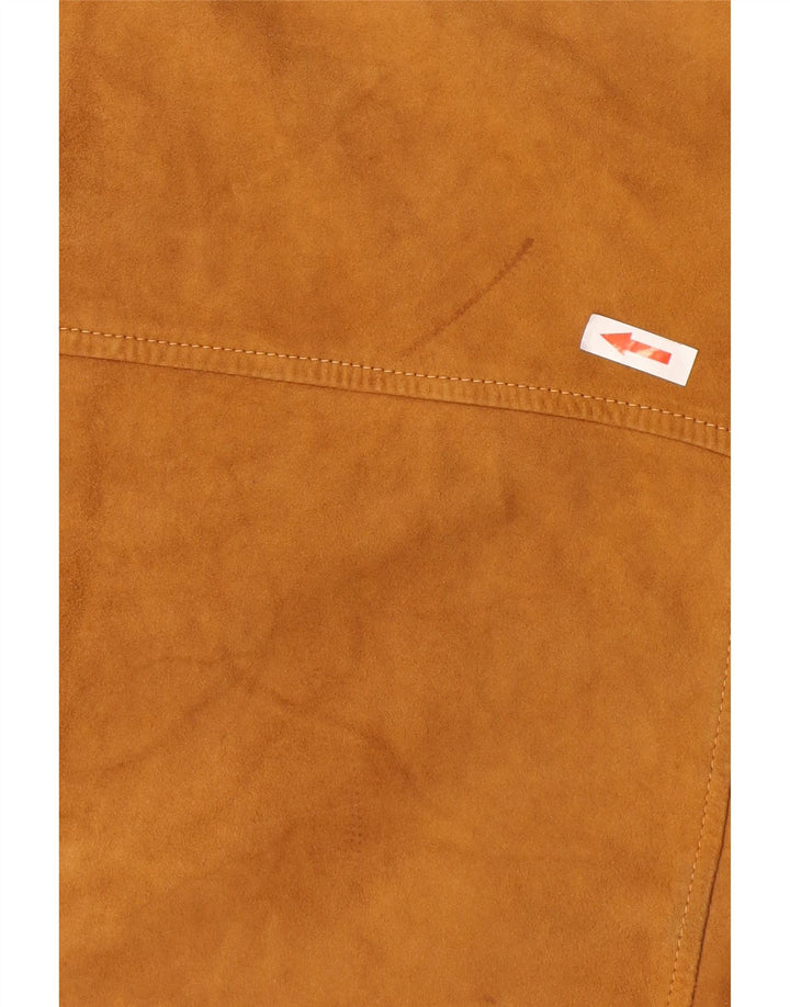 Burton Mens Suede Bomber Jacket UK 38 Medium Brown Leather