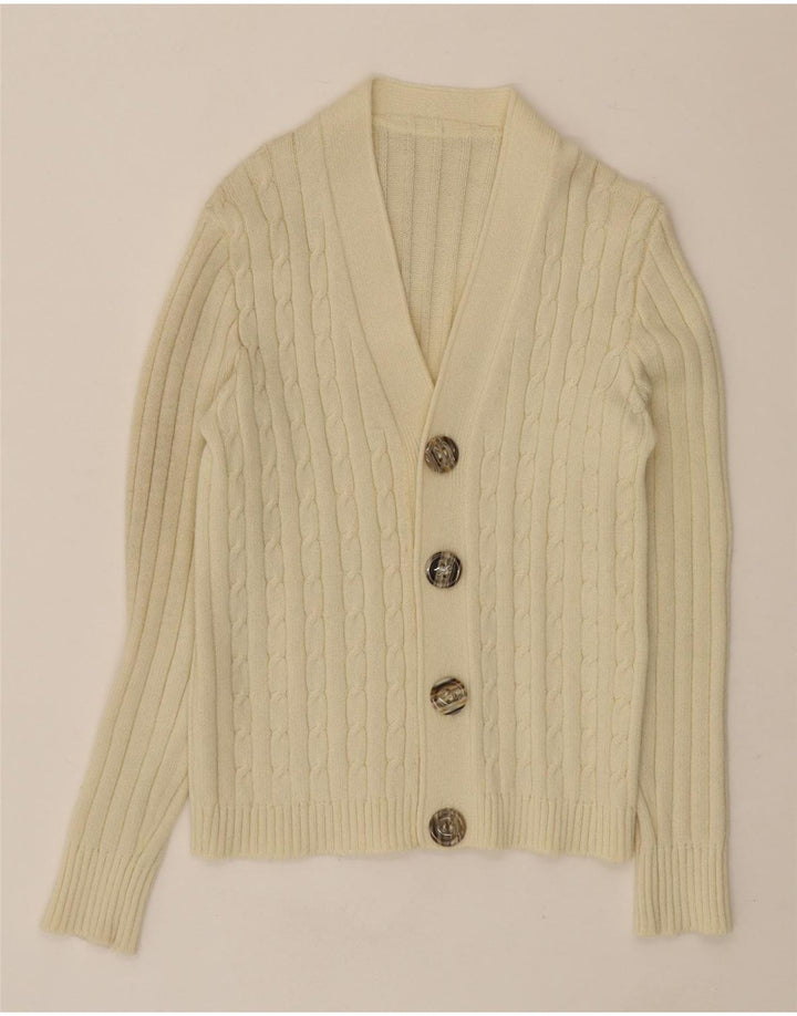 VINTAGE Womens Oversized Cardigan Sweater UK 10 Small Off White Vintage Vintage and Second-Hand Vintage from Messina Hembry 