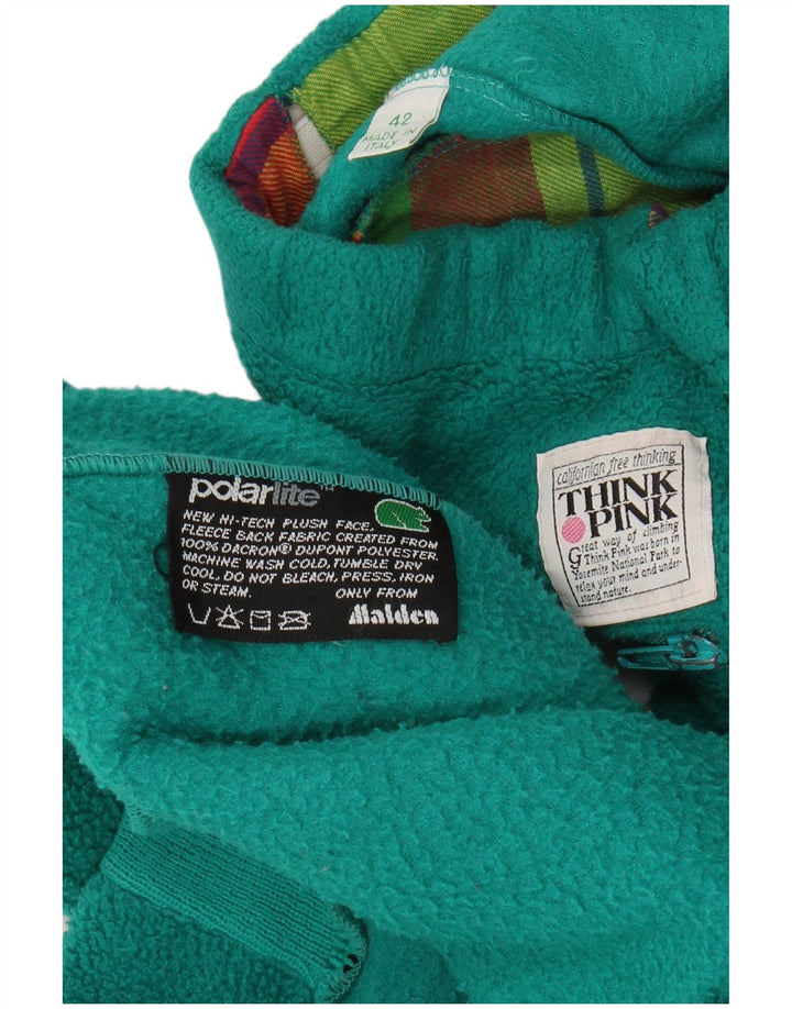 THINK PINK Womens Fleece Full Tracksuit IT 42 Medium  Green Colourblock