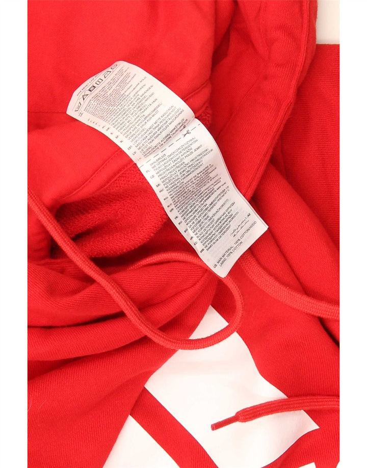 Adidas Mens Graphic Hoodie Jumper Medium Red Cotton