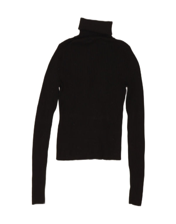 Zara Womens Crop Roll Neck Jumper Sweater UK 8 Small Black Viscose