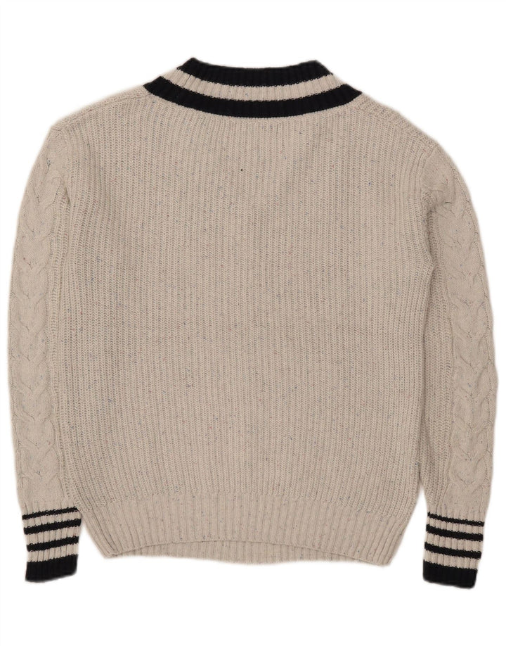 Marks & Spencer Womens Oversized V-Neck Jumper Sweater UK 6 XS Grey Flecked