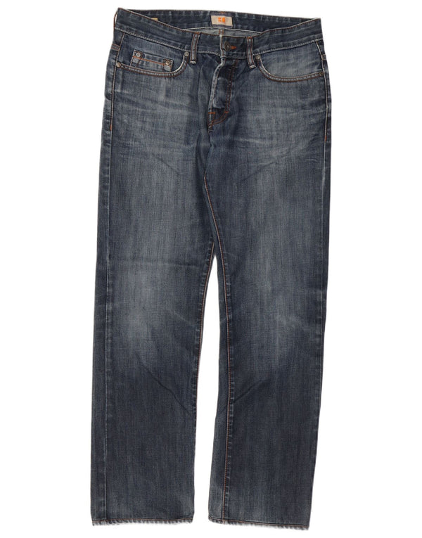 Hugo Boss Mens Straight Jeans W33 L32 Blue Cotton