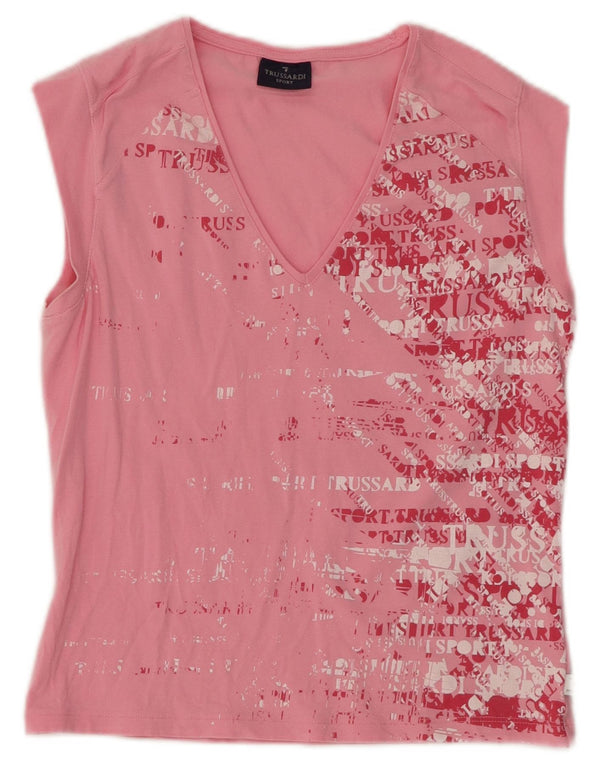 TRUSSARDI Girls Graphic T-Shirt Top 11-12 Years Large Pink