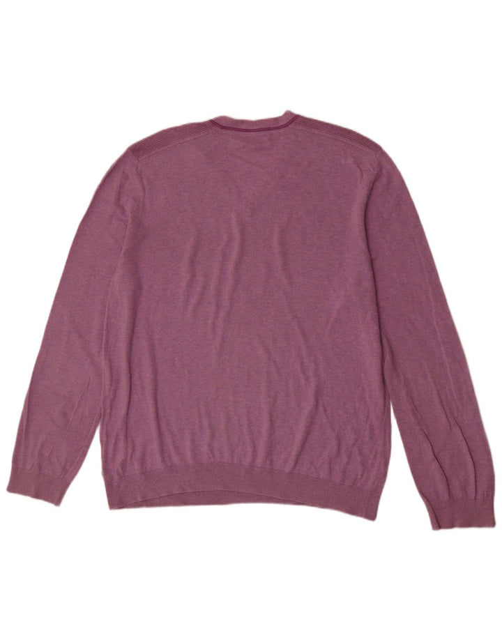 Ted Baker Mens V-Neck Jumper Sweater Size 6 2XL Pink Cotton