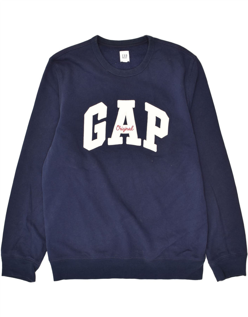 GAP Mens Graphic Sweatshirt Jumper Large Navy Blue Cotton | Vintage Gap | Thrift | Second-Hand Gap | Used Clothing | Messina Hembry 