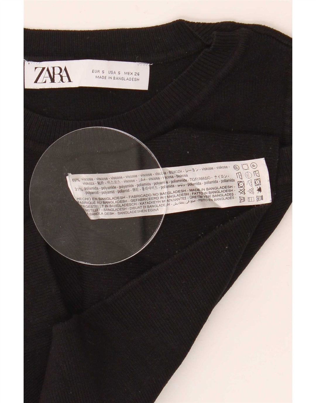 Zara Womens Crop Vest Top UK 8 Small Black Viscose