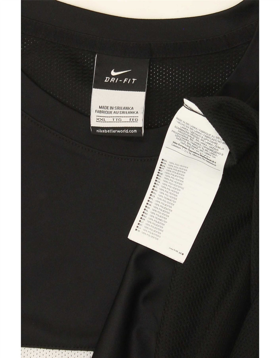 Nike Mens Dri Fit T-Shirt Top 2XL Black Colourblock Polyester