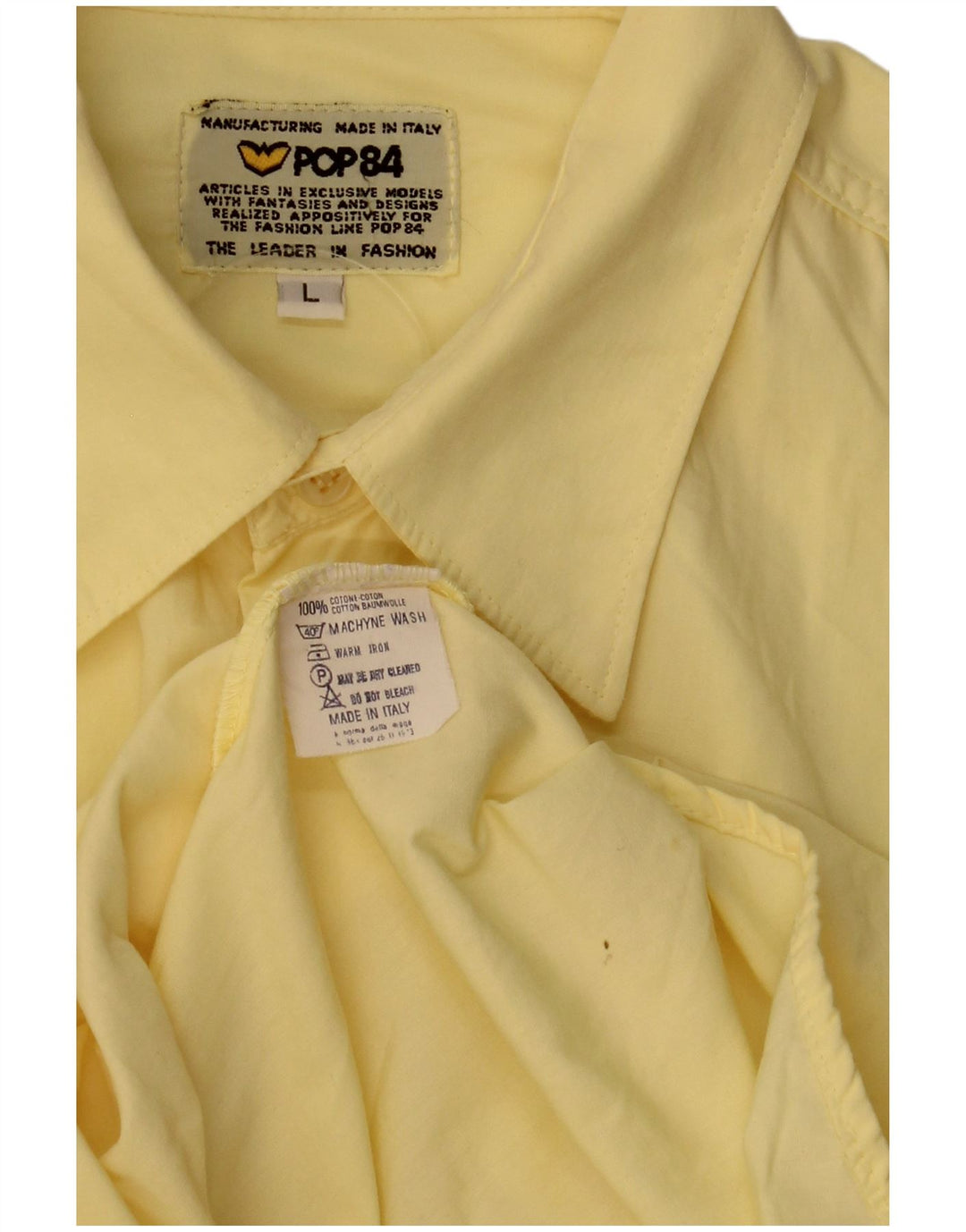 POP 84 Mens Shirt Large Yellow Cotton