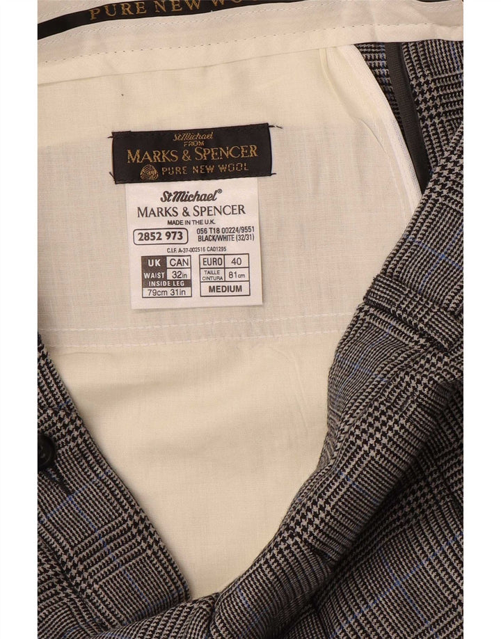 Marks & Spencer Mens St. Michael Pegged Suit Trousers W32 L31 Grey Check