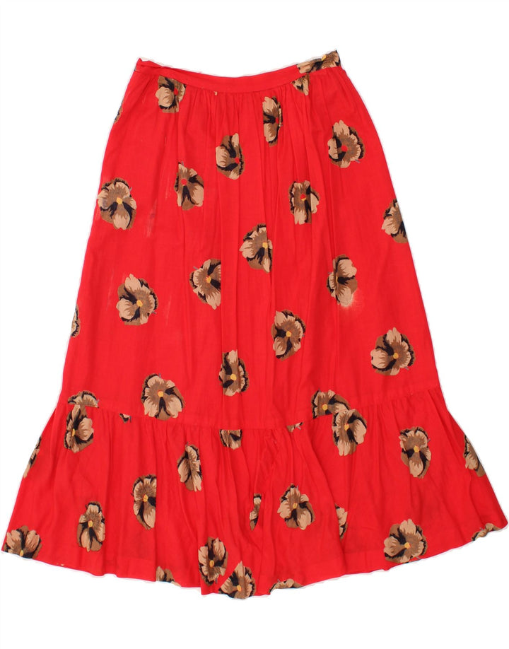 VINTAGE Womens A-Line Skirt W26 Small Red Floral Vintage Vintage and Second-Hand Vintage from Messina Hembry 