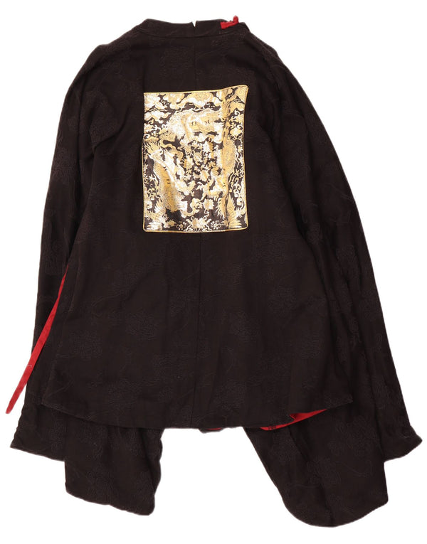 Vintage Womens Long Sleeve Poncho Blouse Top UK 12 Medium Black Floral