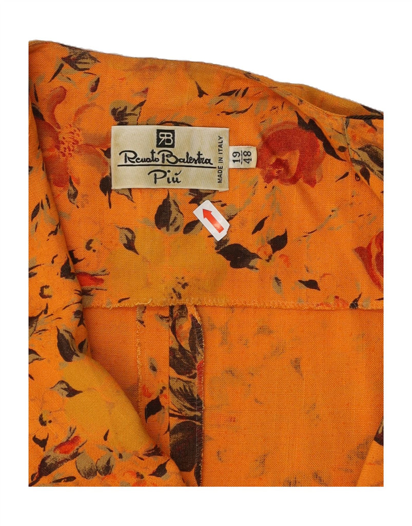 RENATO BALESTRA Womens Shirt Dress IT 48 XL Orange Floral Vintage Renato Balestra and Second-Hand Renato Balestra from Messina Hembry 