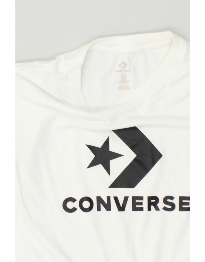 CONVERSE Womens Graphic T-Shirt Top UK 14 Medium Off White Cotton | Vintage Converse | Thrift | Second-Hand Converse | Used Clothing | Messina Hembry 