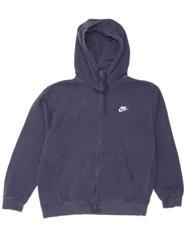 Nike Mens Zip Hoodie Sweater Large Navy Blue Cotton