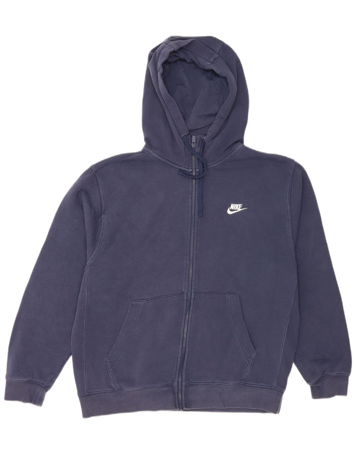 Nike Mens Zip Hoodie Sweater Large Navy Blue Cotton