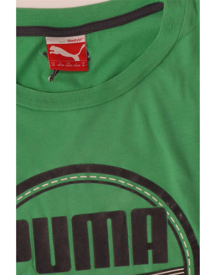 Puma Mens Graphic T-Shirt Top Medium Green Colourblock Cotton