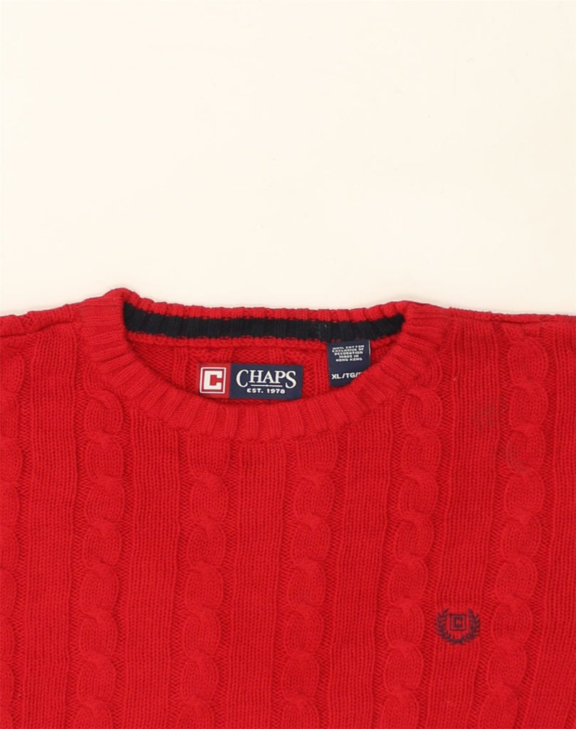 CHAPS Mens Crew Neck Jumper Sweater XL Red Cotton | Vintage Chaps | Thrift | Second-Hand Chaps | Used Clothing | Messina Hembry 