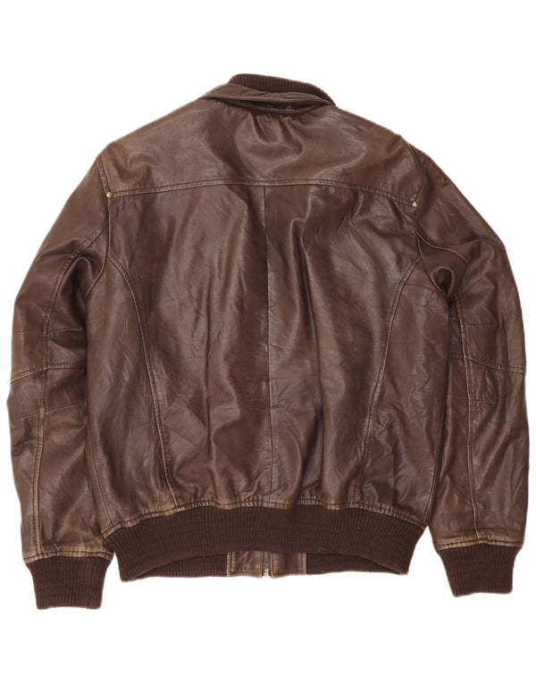 Conbipel Mens Leather Jacket IT 50 Large Brown