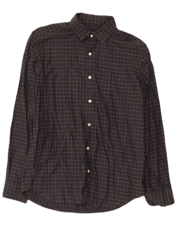 Massimo Dutti Mens Shirt Large Grey Check Cotton