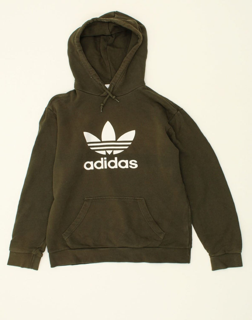 ADIDAS Mens Graphic Hoodie Jumper Small Khaki Cotton | Vintage Adidas | Thrift | Second-Hand Adidas | Used Clothing | Messina Hembry 