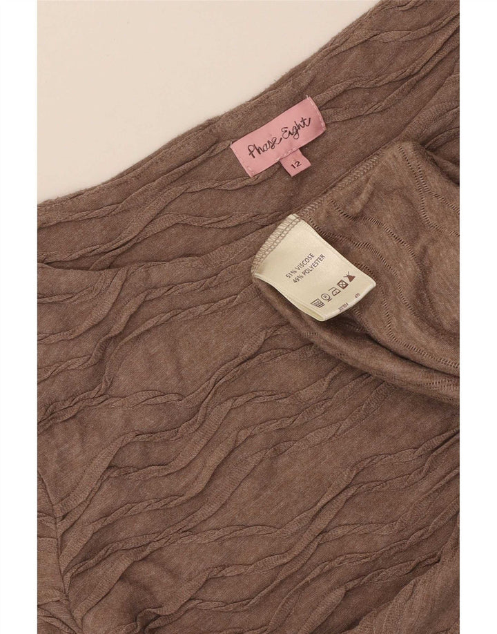 Phase Eight Womens Crop Top 3/4 Sleeve UK 12 Medium Brown Viscose