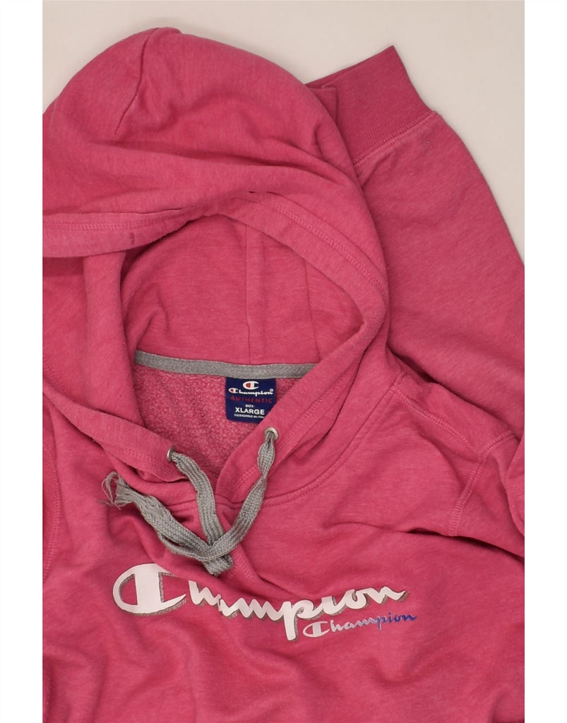 CHAMPION Womens Graphic Hoodie Jumper UK 18 XL Pink | Vintage Champion | Thrift | Second-Hand Champion | Used Clothing | Messina Hembry 