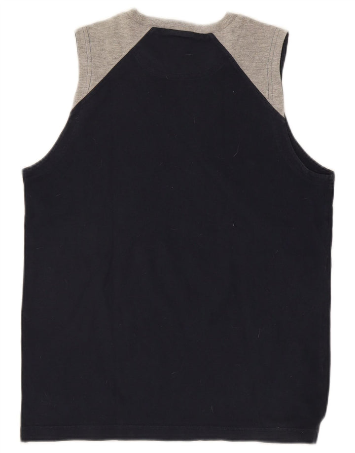 Champion Mens Graphic Vest Top Small Navy Blue Colourblock Cotton