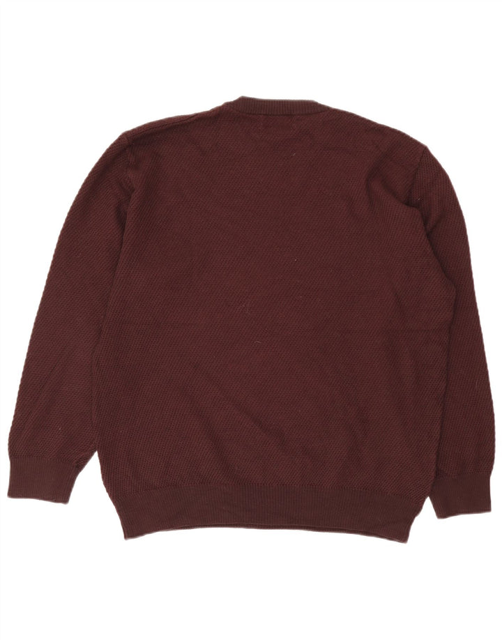 Marks & Spencer Mens Crew Neck Jumper Sweater Medium Burgundy Acrylic