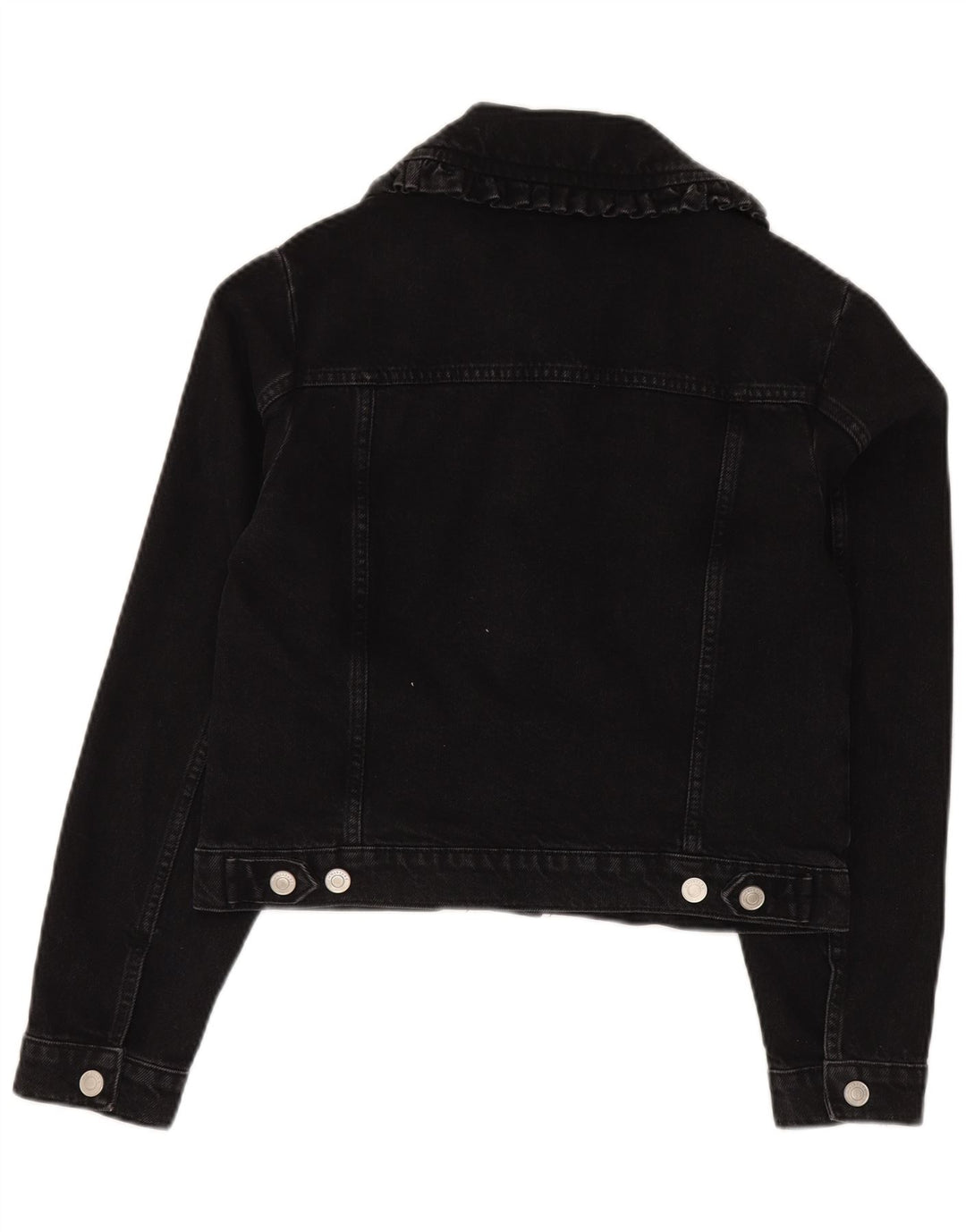 WHISTLES Womens Crop Denim Jacket UK 10 Small Black Cotton