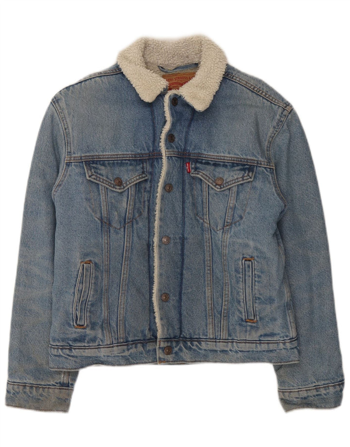 Levi's Mens Denim Sherpa Jacket UK 34 XS Blue Cotton