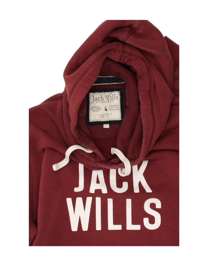 JACK WILLS Mens Graphic Hoodie Jumper Large Maroon Cotton | Vintage Jack Wills | Thrift | Second-Hand Jack Wills | Used Clothing | Messina Hembry 