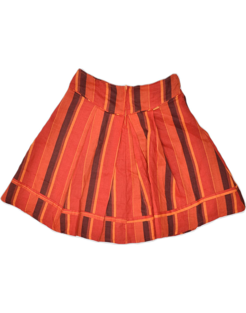 WITBOY Womens A-Line Skirt EU 38 Small W28 Orange Striped Ramie | Vintage | Thrift | Second-Hand | Used Clothing | Messina Hembry 