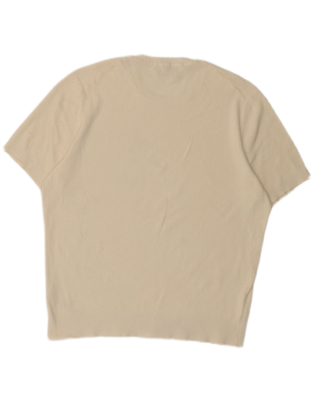 Massimo Dutti Mens Short Sleeve T-Shirt Top Large White Cotton