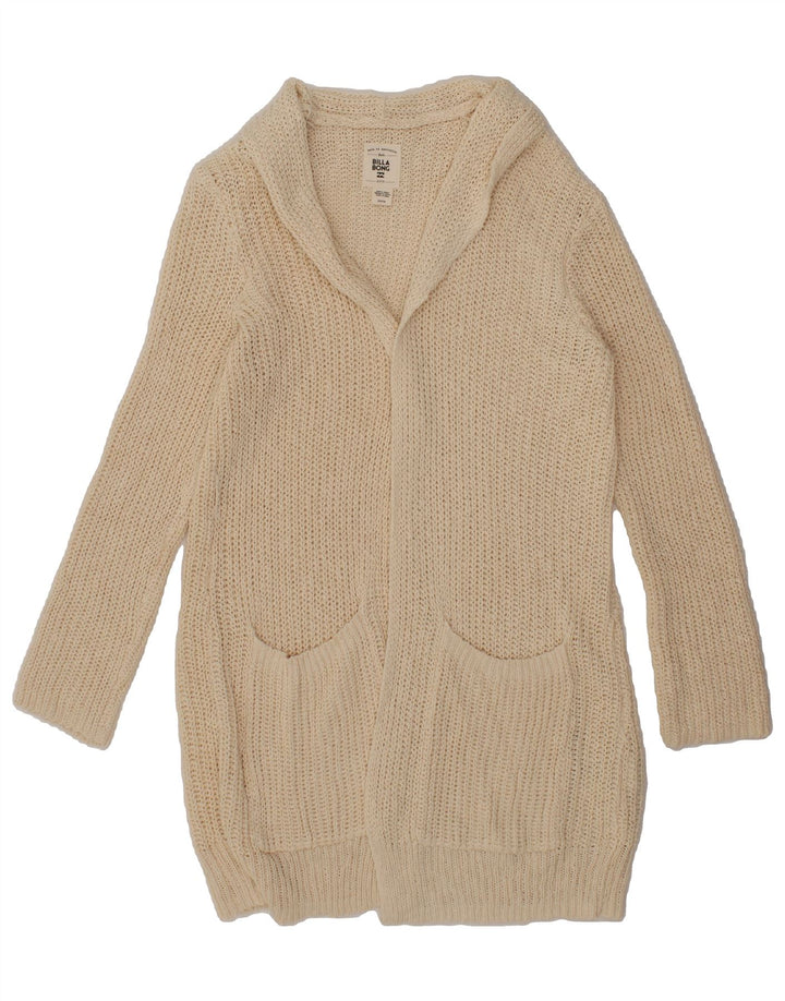 BILLABONG Womens Longline Open Cardigan Sweater UK 10 Small Off White Vintage Billabong and Second-Hand Billabong from Messina Hembry 