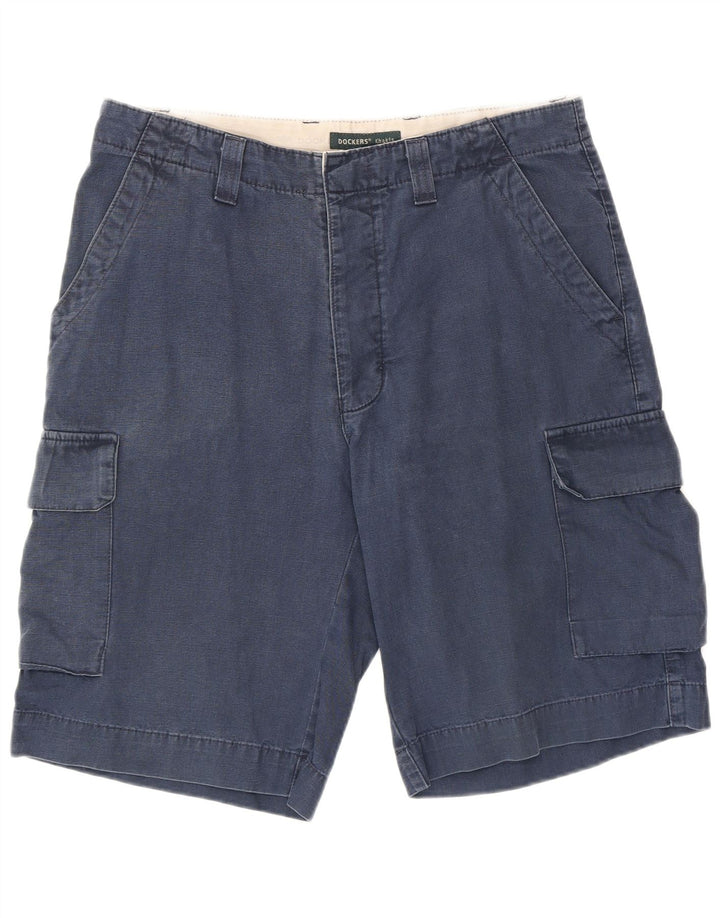 Dockers Mens Khakis Cargo Shorts W34 Large Navy Blue Cotton