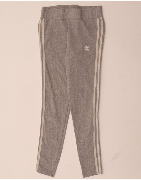 Adidas Womens Leggings UK 12 Medium Grey Flecked Cotton