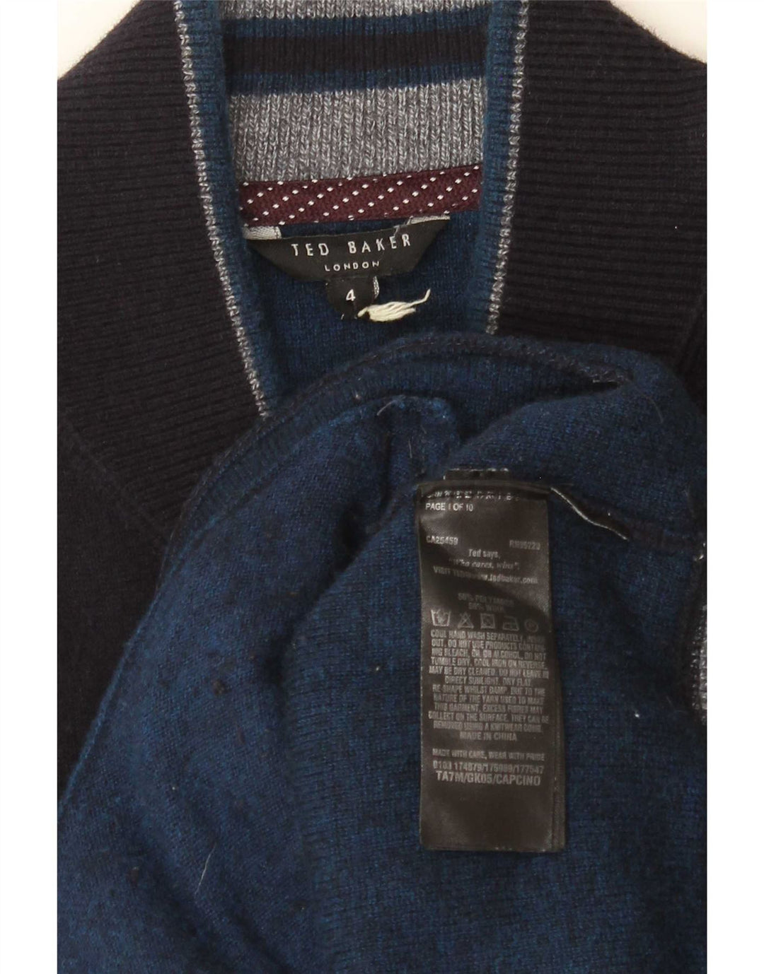 Ted Baker Mens Cardigan Sweater Size 4 Large Navy Blue Polyamide