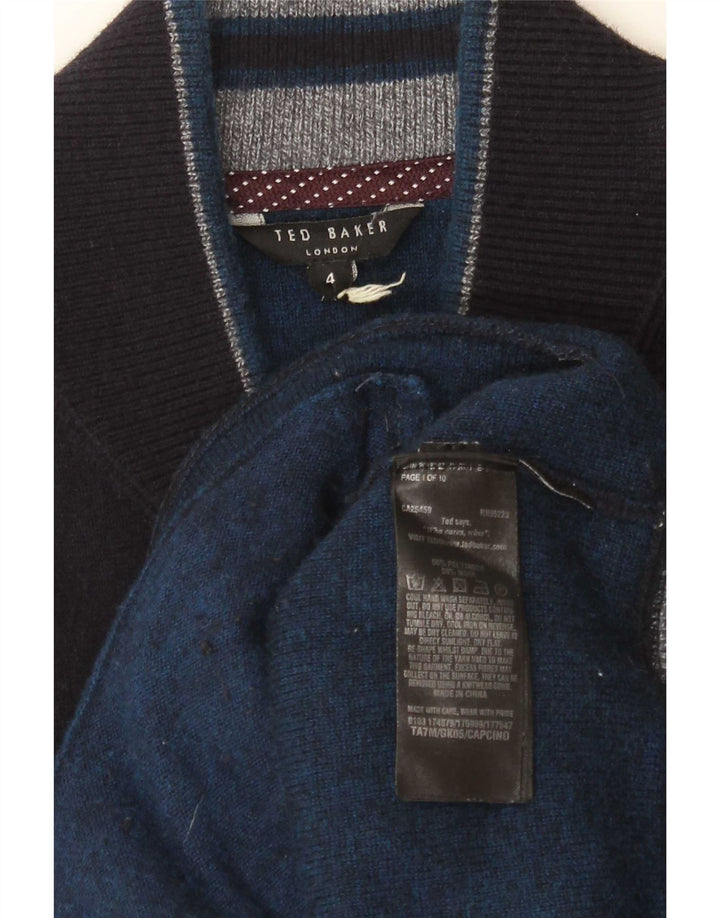 Ted Baker Mens Cardigan Sweater Size 4 Large Navy Blue Polyamide